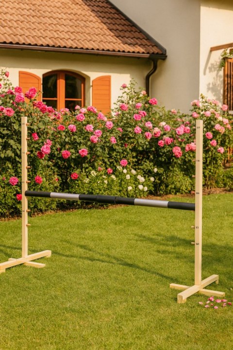 Przeszkoda skokowa do Hobby Horse 160cm, h-120 cm, belka czarno-srebrna