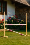 Przeszkoda skokowa do Hobby Horse 160cm, h-120 cm, dwie belki - jasny róż i ciemny róż