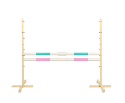 Przeszkoda skokowa do Hobby Horse 160cm, h-120 cm, dwie belki - miętowa i jasny róż