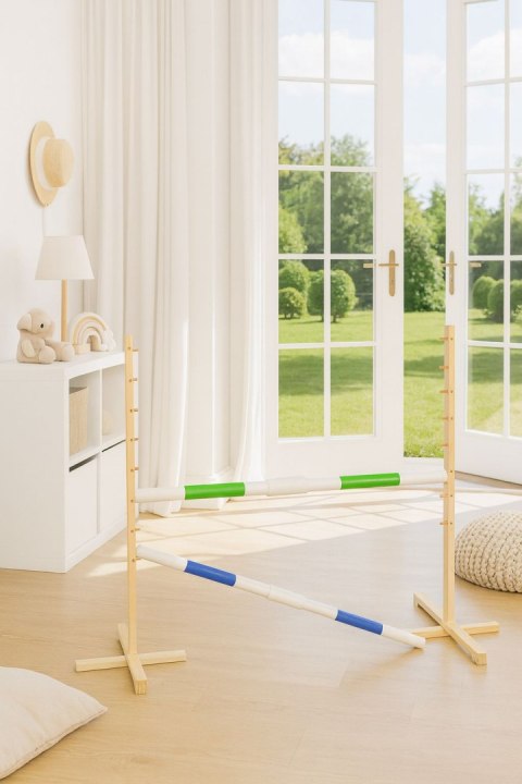 Przeszkoda skokowa do Hobby Horse 160cm, h-120 cm, dwie belki zielona i niebieska