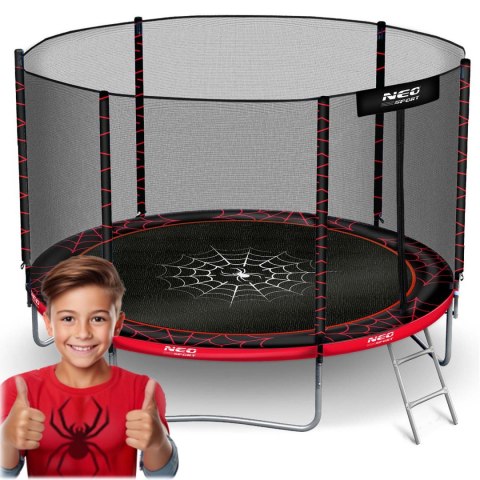 TRAMPOLINA OGRODOWA CZARNO/CZERWONA ROZMIAR 252 CM Z SIATKĄ ZEWNĘTRZNĄ I DRABINKĄ TRAMPOLINA OGRODOWA CZARNO/CZERWONA ROZMIAR 252 CM Z SIATKĄ ZEWNĘTRZNĄ I DRABINKĄ