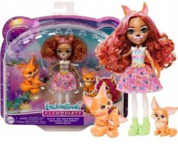 Mattel Enchantimals HNT60 Zestaw Lalka Fennec Fox i Rodzina Lisków