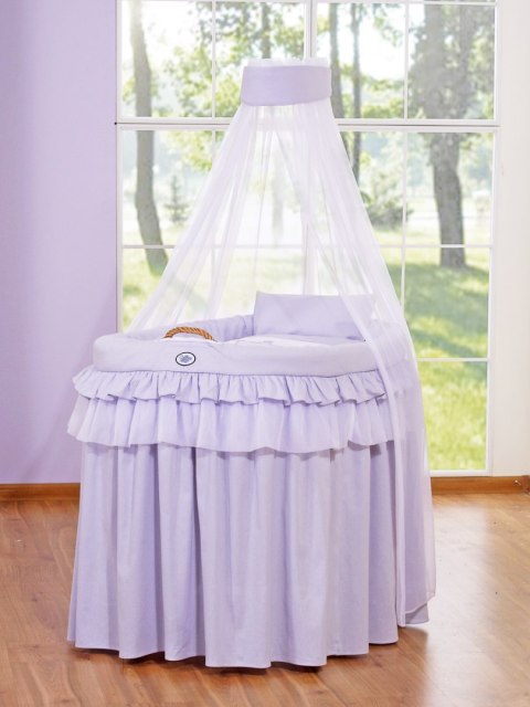 Obszycie 4-cz do kosza Mojżesza wiklinowego ze baldachimem Little Prince Princess -fioletowe