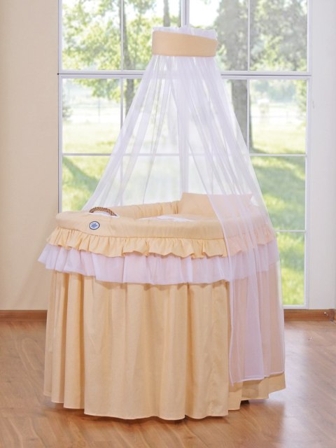 Obszycie 4-cz do kosza Mojżesza wiklinowego ze baldachimem Little Princess -brzoskwiniowe