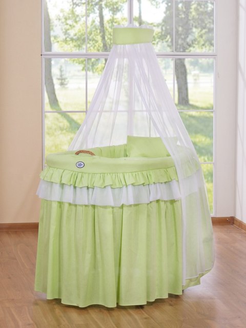 Obszycie 4-cz do kosza Mojżesza wiklinowego ze baldachimem Little Princess -zielone