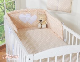 Pościel 3-cz Serduszka grochy beżowe