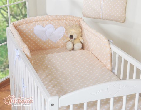 Pościel 3-cz Serduszka grochy beżowe