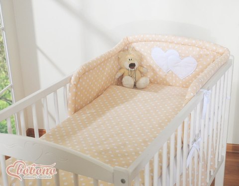 Pościel 3-cz Serduszka grochy beżowe