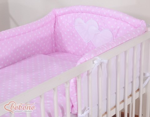 Pościel 3-cz Serduszka grochy różowe