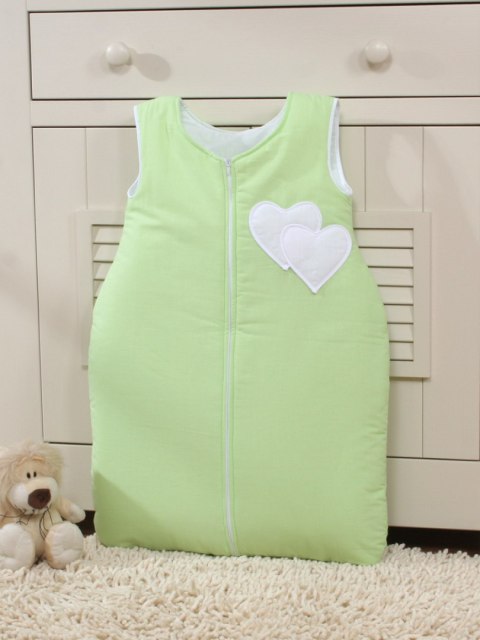 Śpiworek niemowlęcy- Wiszące serduszka zielone