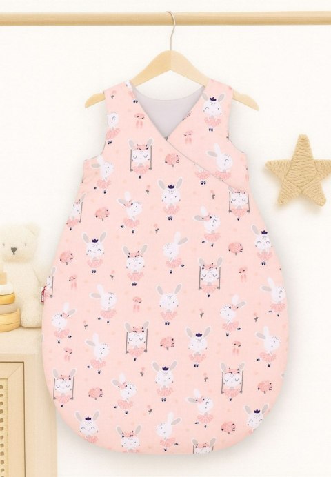 Śpiworek niemowlęcy całoroczny ocieplany 75 cm- króliczki baletnice różowe