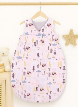 Śpiworek niemowlęcy całoroczny ocieplany 75 cm- misie i jeżyki różowe