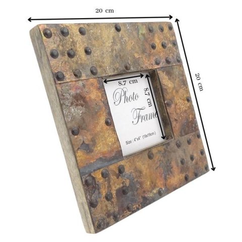 Drewniana ramka na zdjęcia pokryta blachą - A-1106 - format zdjęcia 10x10cm