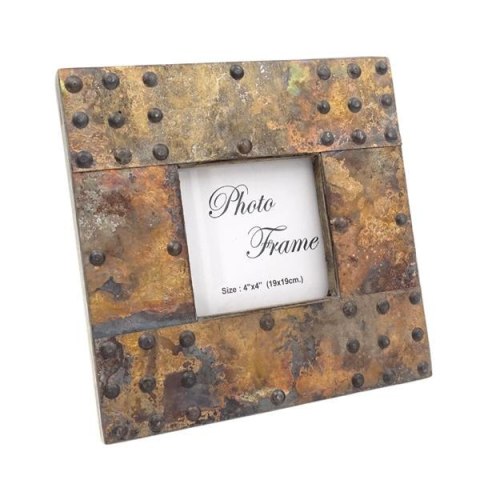 Drewniana ramka na zdjęcia pokryta blachą - A-1106 - format zdjęcia 10x10cm