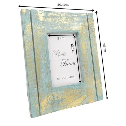 Drewniana ramka na zdjęcia złoto-mięta - 30898 - format zdjęcia 15x10cm
