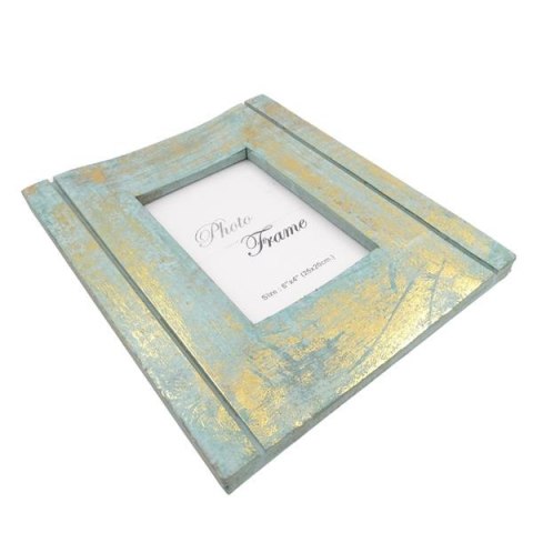 Drewniana ramka na zdjęcia złoto-mięta - 30898 - format zdjęcia 15x10cm