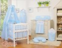 Pościel 5-cz z baldachimem- Wiszące Serduszka paseczki niebieskie