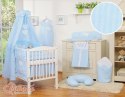 Pościel 5-cz z baldachimem- Wiszące Serduszka paseczki niebieskie