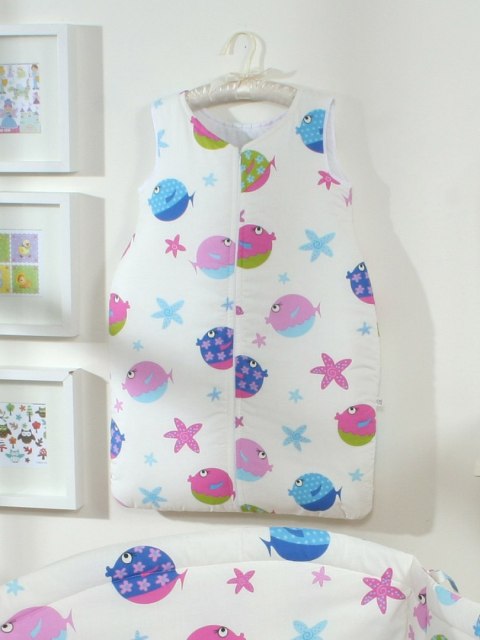 Śpiworek dla dzieci bawełniany M 6-12 mcy TOG 2.5 całoroczny rybki