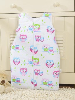 Śpiworek dla dzieci bawełniany M 6-12 mcy TOG 2.5 całoroczny sowy na bieli