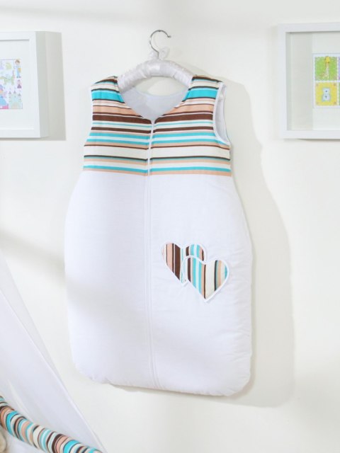 Śpiworek niemowlęcy- Serduszka paseczki brązowe