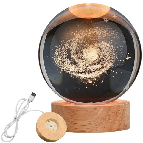 Szklana Kula 3D Droga Mleczna - Lampka Nocna LED USB - Gadżet na Biurko
 - KDM