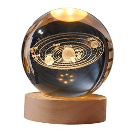 Szklana Kula Lampka Nocna na Biurko 3D Układ Słoneczny LED - KUS