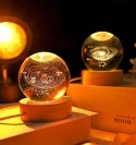 Szklana Kula Lampka Nocna na Biurko 3D Układ Słoneczny LED - KUS