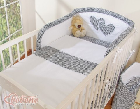 Pościel 3-cz 120x90 Serduszka - pepitka czarna