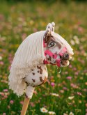 Hobby Horse Mały koń na kiju Premium tarantowaty biało-brązowy z białą grzywą A5