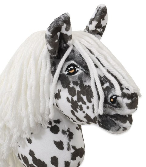 Hobby Horse Mały koń na kiju Premium tarantowaty biało-czarny z białą grzywą A5