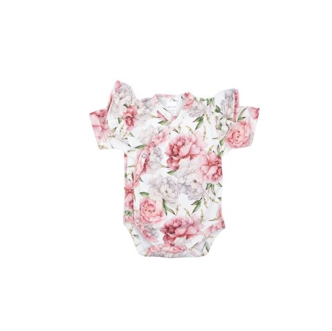 BABY 01206 Body niemowlęce kr rękaw Peonie 56/62