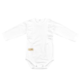 BABY 01379 Body niemowlęce dł rękaw Falbanka Ecru 80/86