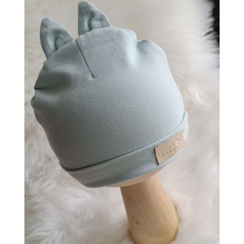 BABY 01574 Czapka niemowlęca z uszami jersey Teal 6-9m*