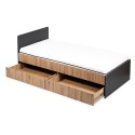 LITTLE SKY by KLUPŚ Łóżko młodzieżowe z szufladą DALIA antracyt-dąb 200x90