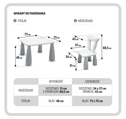 MALTEX SET LUNA CLASSIC Stolik dla dzieci + krzesełko biały/szary