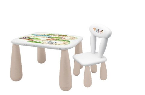 MALTEX SET LUNA LEŚNA FERAJNA Stolik dla dzieci + krzesełko biały/beżowy