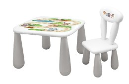 MALTEX SET LUNA LEŚNA FERAJNA Stolik dla dzieci + krzesełko biały/szary