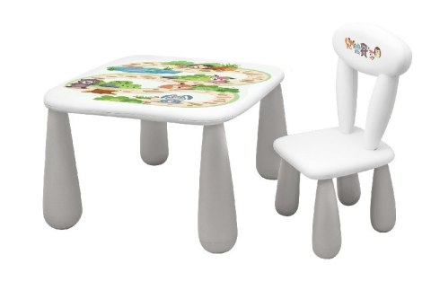 MALTEX SET LUNA LEŚNA FERAJNA Stolik dla dzieci + krzesełko biały/szary