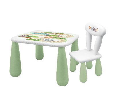 MALTEX SET LUNA LEŚNA FERAJNA Stolik dla dzieci + krzesełko biały/zielony